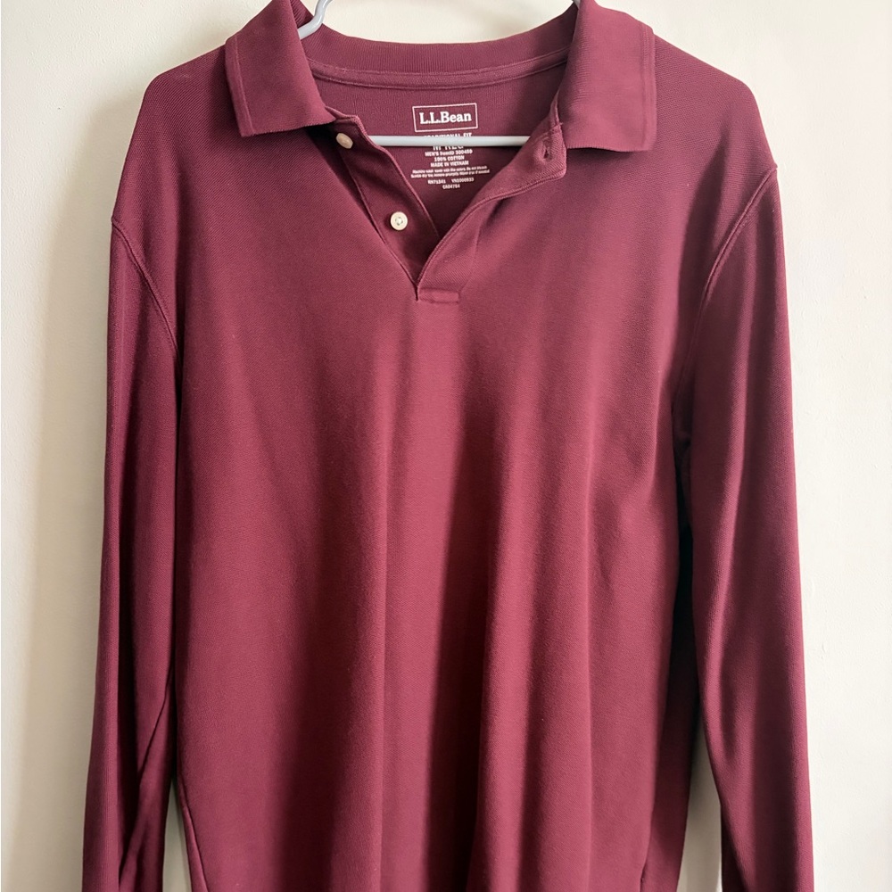 L.L. Bean Burgundy Traditional Fit Polo